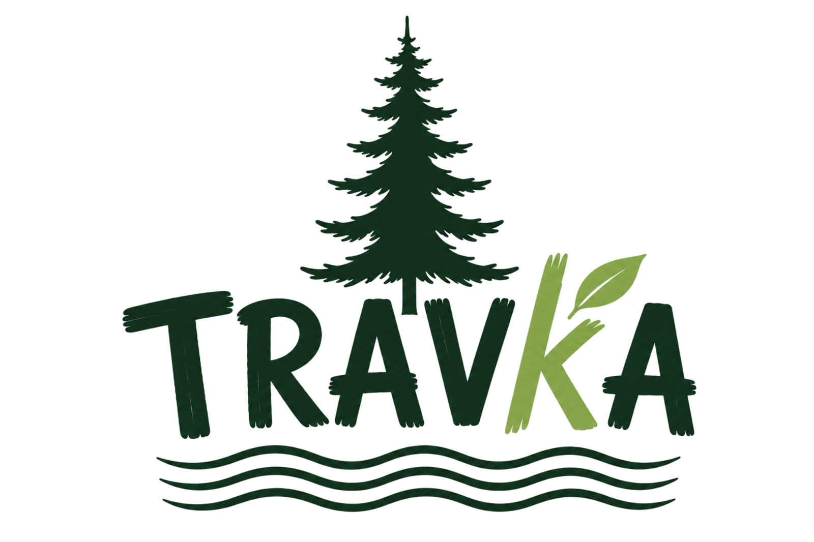 TRAVkA: świerk, jasnozielone k z listkiem i trzy fale
